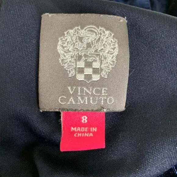 Vince Camuto Size 8 Maxi Dress Gown Midnight Blue Velvet Draped Formal Holiday - Picture 12 of 12